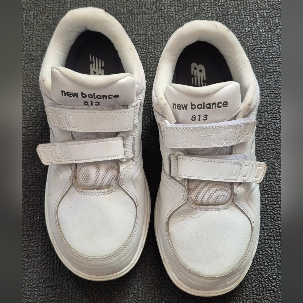 New Balance White Sneakers with Hook-and-Loop Straps